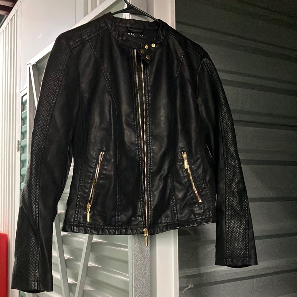 Black (faux) leather jacket